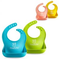 [아마존베스트]PandaEar Set of 2 Cute Silicone Baby Bibs for Babies & Toddlers (10-72 Months) Waterproof, Soft,...