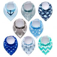 [아마존베스트]PandaEar Baby Bandana Drool Bibs 8 Pack for Drooling and Teething, Super Absorbent Hypoallergenic, Neutral Color for Boys & Girls