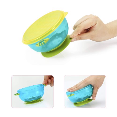  [아마존베스트]PandaEar Stay Put Spill Proof Stackable Baby Suction Bowls 3 Sizes for Toddlers with Silicone Feeding...