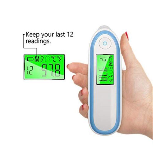  Pandady Body Temporal Thermometer Digital Thermometer Non-Contact LCD Digital Ear & Forehead Laser Body Temperature Adult Medical Fever Thermometer,Blue