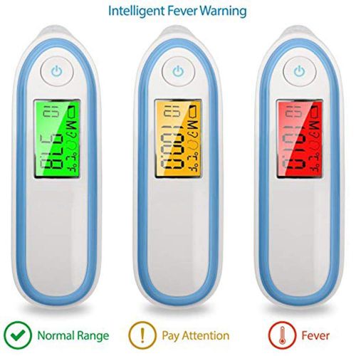  Pandady Body Temporal Thermometer Digital Thermometer Non-Contact LCD Digital Ear & Forehead Laser Body Temperature Adult Medical Fever Thermometer,Blue