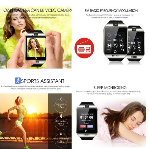  Bluetooth Smart Watch Phone Pandaoo Smart Watch Mobile Phone Unlocked Universal GSM Bluetooth 4.0 NFC Music Player Camera Calendar Stopwatch Sync for Android iPhone Google Huawei S