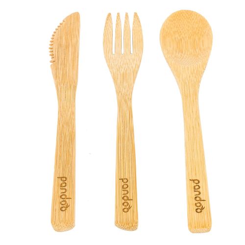  Pandoo: 100% Natural Bamboo KnifeReusable & Environmentally Friendly Cutlery Set of 5High Quality, lightweight & Durable100% Biodegradable