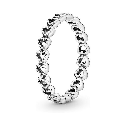  Pandora Band of Hearts Ring - Stackable Ring for Women - Sterling Silver - With Gift Box