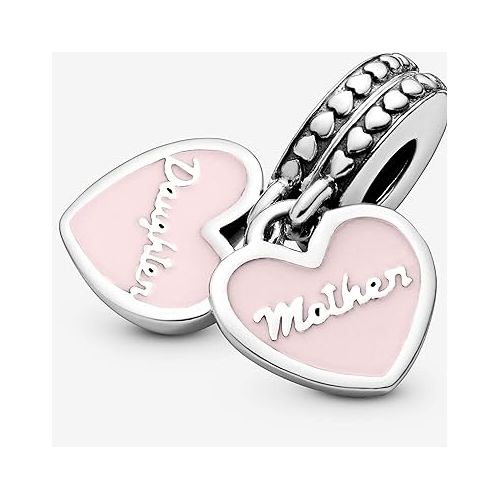  Pandora Jewelry Mother and Daughter Hearts Dangle Cubic Zirconia Charm in Sterling Silver