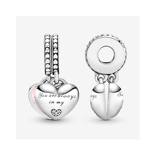  Pandora Jewelry Mother and Daughter Hearts Dangle Cubic Zirconia Charm in Sterling Silver