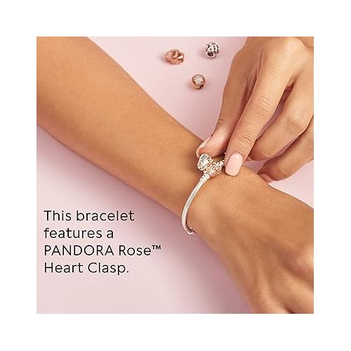  Pandora Moments Heart Clasp Snake Chain Bracelet