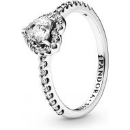 Pandora Elevated Heart Ring - Promise Ring for Women - Layering or Stackable Ring - Gift for Her - Sterling Silver with Clear Cubic Zirconia, With Gift Box