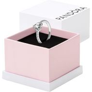 Pandora Elevated Heart Ring - Promise Ring for Women - Layering or Stackable Ring - Sterling Silver with Clear Cubic Zirconia - With Gift Box