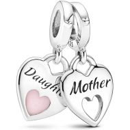 Pandora Double Heart Split Dangle Charm - Compatible Moments Bracelets - Jewelry for Women - Mother's Day Gift - Made with Sterling Silver & Enamel