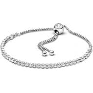 Pandora Sparkling Slider Tennis Bracelet - Features Slider Clasp - Silver Bracelet for Women - Gift for Her - Sterling Silver with Cubic Zirconia - 9.1