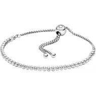 Pandora Sparkling Slider Tennis Bracelet - Features Slider Clasp - Silver Bracelet for Women - Gift for Her - Sterling Silver with Cubic Zirconia - 9.1