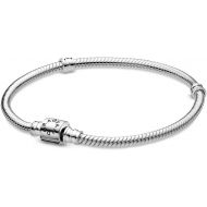 Pandora Moments Barrel Clasp Snake Chain Bracelet - Silver Bracelet for Women - Mother's Day Gift - Sterling Silver - With Gift Box