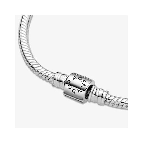  Pandora Moments Barrel Clasp Snake Chain Bracelet - Silver Bracelet for Women - Sterling Silver - With Gift Box