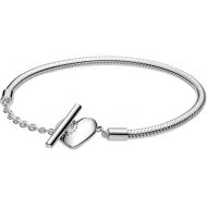 Pandora Moments Heart T-Bar Closure Snake Chain Bracelet - Charm Bracelet for Women - Compatible Moments Charms - Mother's Day Gift - With Gift Box