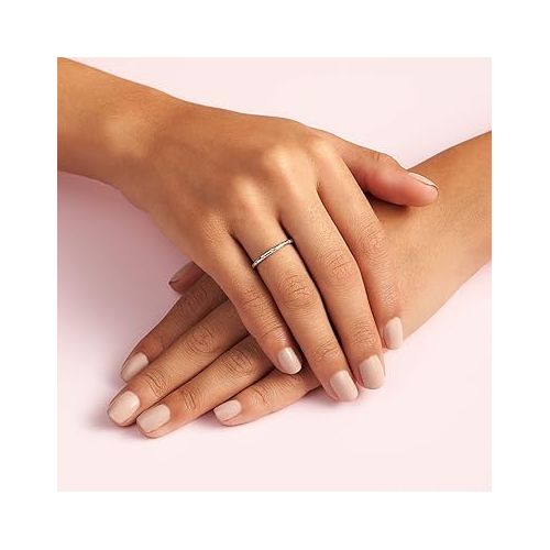  Pandora Simple Sparkling Band Ring - Stackable Ring for Women, With Gift Box