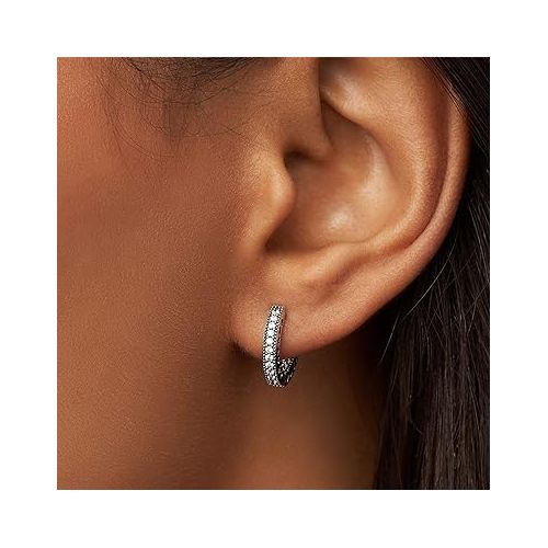  PANDORA Pave Heart Hoop Earrings - Elegant Earrings for Women - Great Gift for Her - Made with Sterling Silver & Cubic Zirconia, With Gift Box