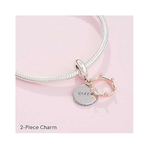  Pandora Queen & Regal Crown Dangle Charm Bracelet Charm Moments Bracelets - Stunning Women's Jewelry - Gift for Women in Your Life - Made Rose & Sterling Silver, With Gift Box