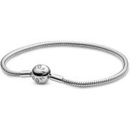 Pandora Jewelry Smooth Moments Snake Chain Charm Sterling Silver Bracelet, 7.1
