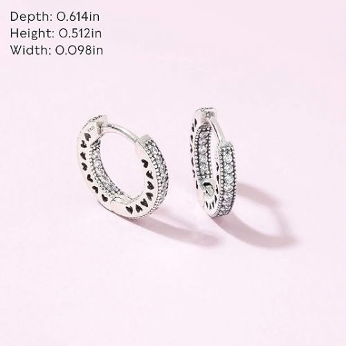  PANDORA Pave Heart Hoop Earrings - Elegant Earrings for Women - Great Gift for Her - Made with Sterling Silver & Cubic Zirconia