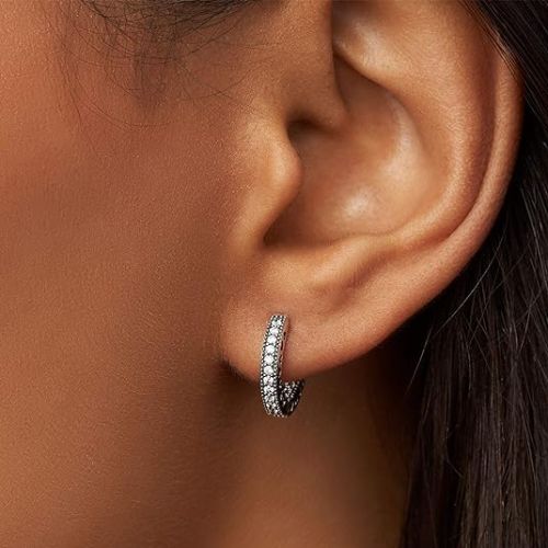  PANDORA Pave Heart Hoop Earrings - Elegant Earrings for Women - Great Gift for Her - Made with Sterling Silver & Cubic Zirconia