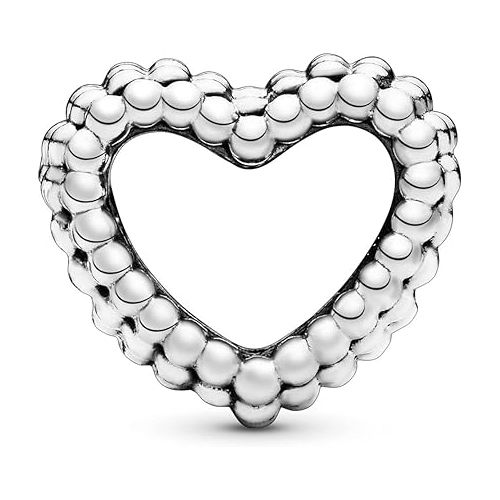  Pandora Beaded Open Heart Charm - Compatible Moments Bracelets - Jewelry for Women - Gift for Women in Your Life - Made with Sterling Silver