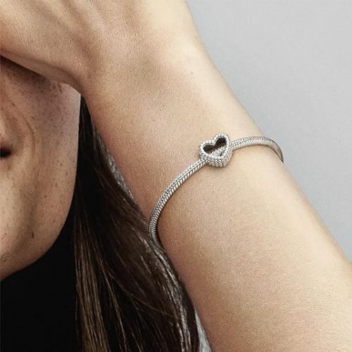  Pandora Beaded Open Heart Charm - Compatible Moments Bracelets - Jewelry for Women - Gift for Women in Your Life - Made with Sterling Silver