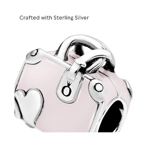  Pandora Pink Travel Bag Charm - Compatible Moments Bracelets - Jewelry for Women - Gift for Women in Your Life - Made with Sterling Silver & Enamel