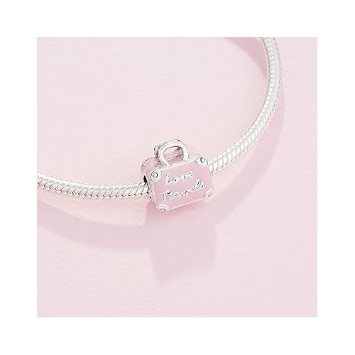  Pandora Pink Travel Bag Charm - Compatible Moments Bracelets - Jewelry for Women - Gift for Women in Your Life - Made with Sterling Silver & Enamel