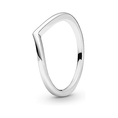  Pandora Polished Wishbone Ring - Minimalist Chevron Shape Ring - Stackable Sterling Silver Ring for Women - Sterling Silver, With Gift Box