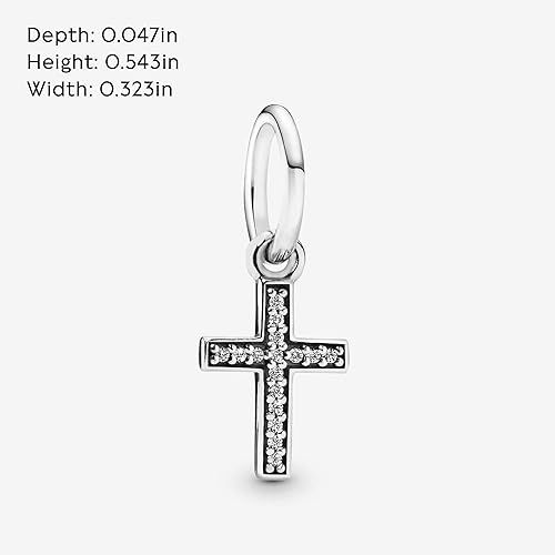  Pandora Jewelry Sparkling Cross Dangle - Compatible Moments - Sterling Silver Charm with Cubic Zirconia - Comes with Gift Box