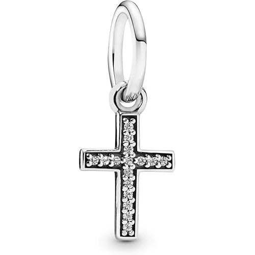  Pandora Jewelry Sparkling Cross Dangle - Compatible Moments - Sterling Silver Charm with Cubic Zirconia - Comes with Gift Box