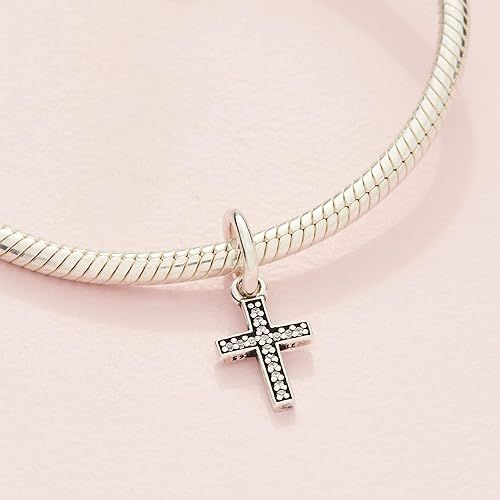  Pandora Jewelry Sparkling Cross Dangle - Compatible Moments - Sterling Silver Charm with Cubic Zirconia - Comes with Gift Box