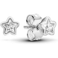 PANDORA Sparkling Star Stud Earrings - Stackable Earrings for Women - Sterling Silver Stud Earrings with Clear Cubic Zirconia - Gift for Her - With Gift Box
