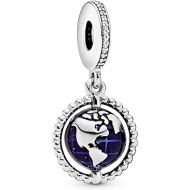 Pandora Jewelry Spinning Globe Dangle Cubic Zirconia Charm in Sterling Silver, No Box