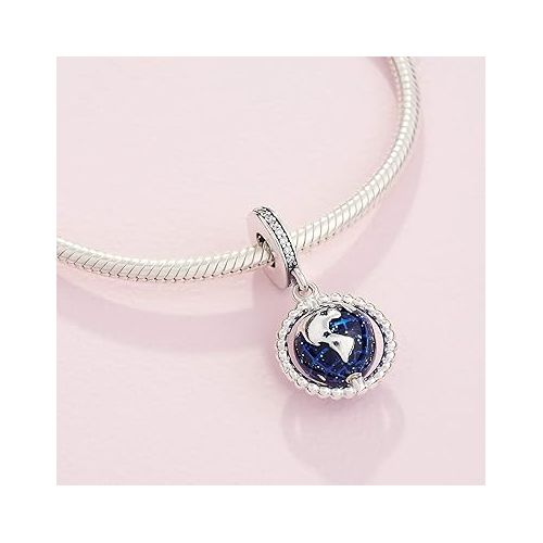  Pandora Jewelry Spinning Globe Dangle Cubic Zirconia Charm in Sterling Silver, No Box