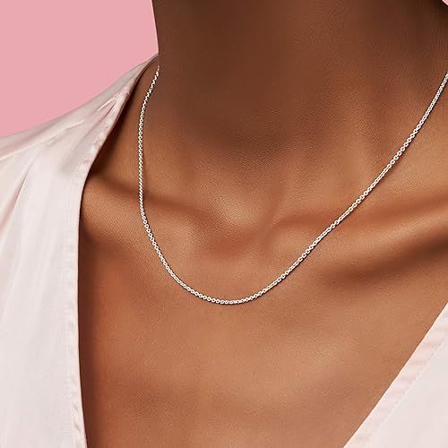  Pandora Classic Cable Chain Necklace - Thin Necklace Chain with Lobster Clasp - Great Gift for Women - Sterling Silver Adjustable Chain Necklace - 17.7