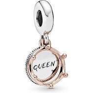 Pandora Jewelry Queen & Regal Crown Dangle Charm - Queen Jewelry Charm for Pandora Charm Bracelets - Perfect for Holiday, Anniversary, or Birthday Gift - Two Tone, No Box