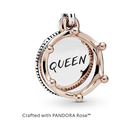  Pandora Jewelry Queen & Regal Crown Dangle Charm - Queen Jewelry Charm for Pandora Charm Bracelets - Perfect for Holiday, Anniversary, or Birthday Gift - Two Tone, No Box