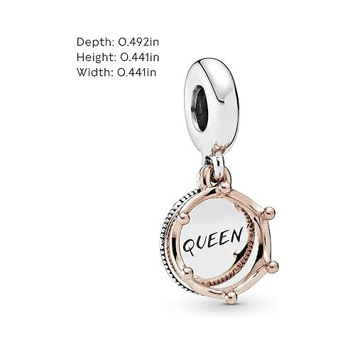  Pandora Jewelry Queen & Regal Crown Dangle Charm - Queen Jewelry Charm for Pandora Charm Bracelets - Perfect for Holiday, Anniversary, or Birthday Gift - Two Tone, No Box