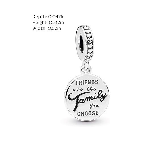  Pandora Jewelry Friends Are Family Dangle Charm - Beautiful Family Charm for Pandora Charm Bracelets - Perfect for Holiday or Birthday Gift - Sterling Silver Charm