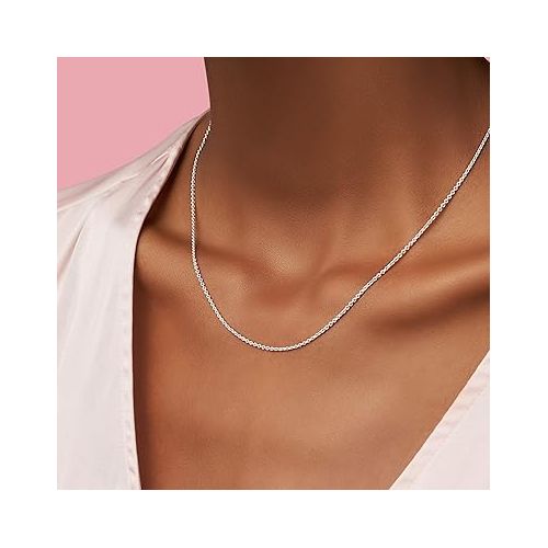  Pandora Classic Cable Chain Necklace - Thin Necklace Chain with Lobster Clasp - Great Gift for Women - Sterling Silver Adjustable Chain Necklace, With Gift Box