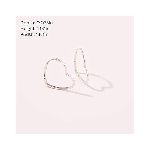  PANDORA Asymmetrical Heart Hoop Earrings - Classic Earrings for Women - Great Gift for Her - Made with Sterling Silver, With Gift Box