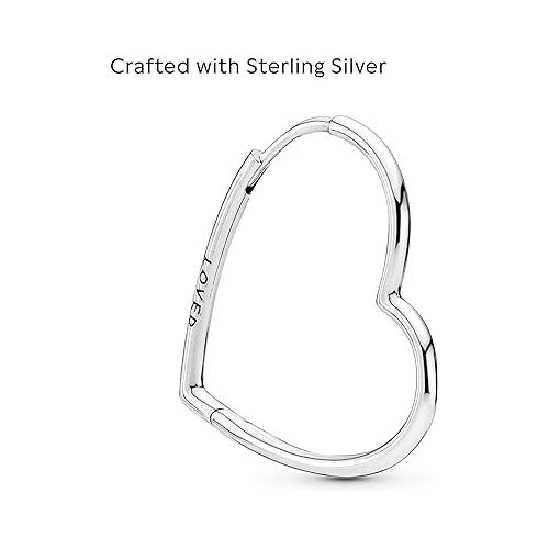  PANDORA Asymmetrical Heart Hoop Earrings - Classic Earrings for Women - Great Gift for Her - Made with Sterling Silver, With Gift Box