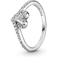 Pandora Sparkling Wishbone Heart Ring - Stackable Ring for Women, With Gift Box