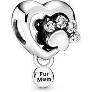 Pandora Sparkling Paw Print & Heart Charm - Compatible Moments Bracelets - Jewelry for Women - Gift for Women - Made with Sterling Silver & Cubic Zirconia