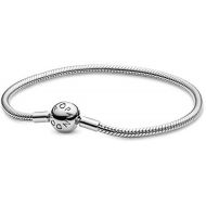 Pandora, Womens Bracelet with Barrel Clasp, Smooth 925 Silver, 590728, Silver