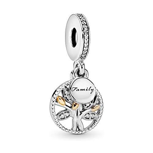  Pandora 791728CZ Womens Family Tree Charm Gold-Plated Silver Zirconia Transparent Brilliant Cut