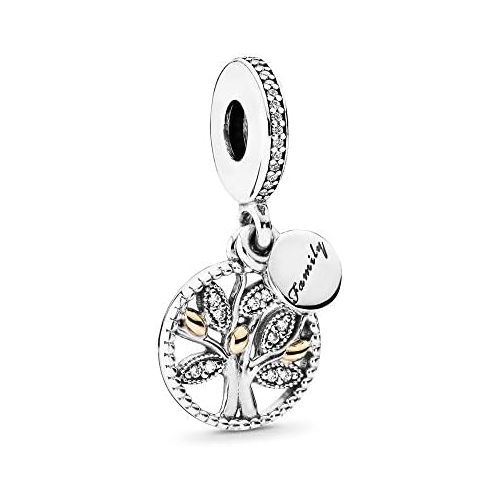  Pandora 791728CZ Womens Family Tree Charm Gold-Plated Silver Zirconia Transparent Brilliant Cut