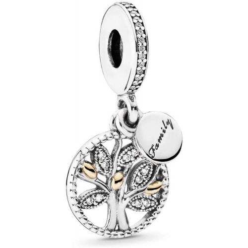  Pandora 791728CZ Womens Family Tree Charm Gold-Plated Silver Zirconia Transparent Brilliant Cut